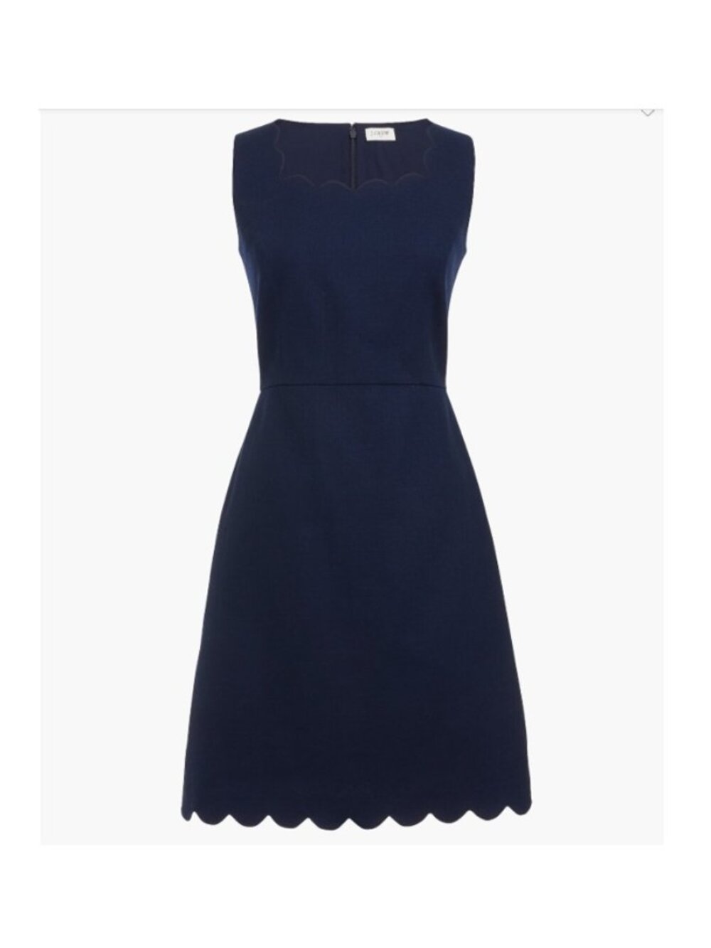 J. Crew Basketweave Scallop Edge Sheath Midi Dress Navy Blue Women's Size 0 (XS)